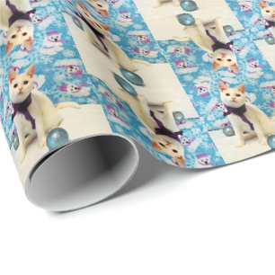 Audrey's Christmas Cat / Kitten Wrapping Paper Geschenkpapier