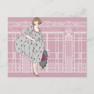 Audrey's Parisian Hat Shop - French Art Deco Postkarte