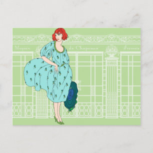 Audrey's Parisian Hat Shop - French Art Deco Postkarte