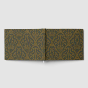 Audsley Vintage Gold Lilie Crown Green Damast Kuns Gästebuch