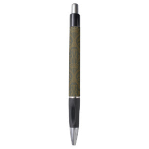 Audsley Vintage Gold Lilie Crown Green Damast Kuns Kugelschreiber
