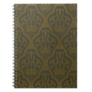 Audsley Vintage Gold Lilie Crown Green Damast Kuns Notizblock