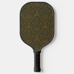 Audsley Vintage Gold Lilie Crown Green Damast Kuns Pickleball Schläger