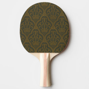 Audsley Vintage Gold Lilie Crown Green Damast Kuns Tischtennis Schläger