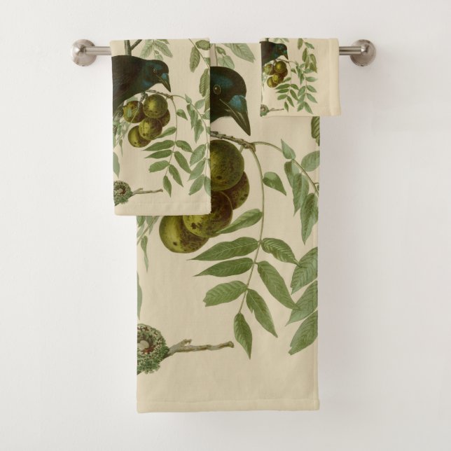 Audubon American Crow Black Bird Badhandtuch Set (Insitu)