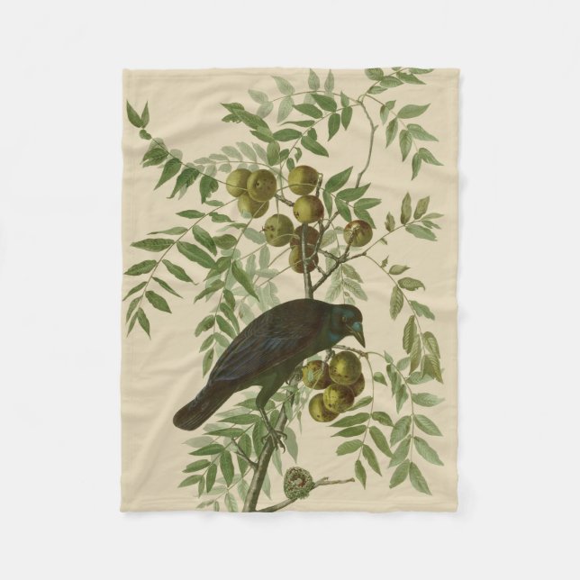 Audubon American Crow Black Bird Fleecedecke (Vorderseite)