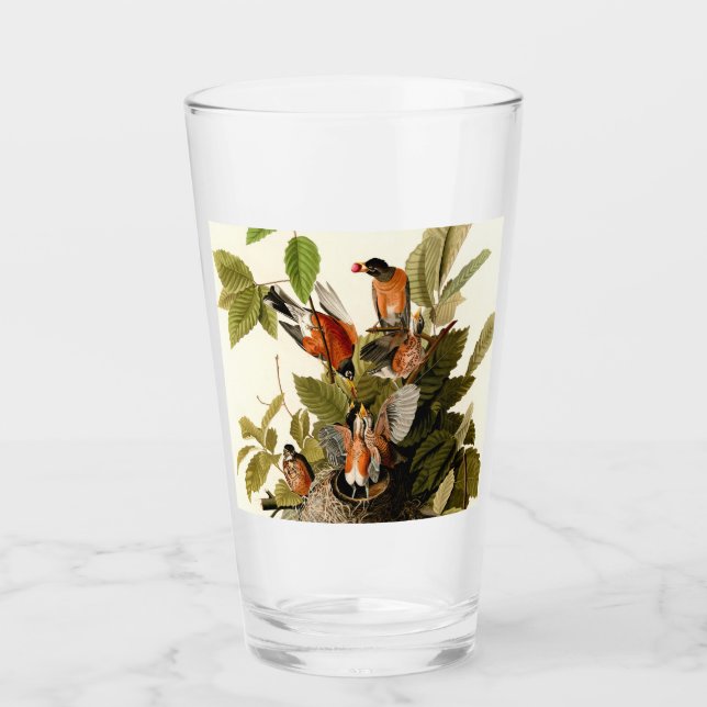 Audubon American Robin Wildlife Bird Illustration Glas (Vorderseite)