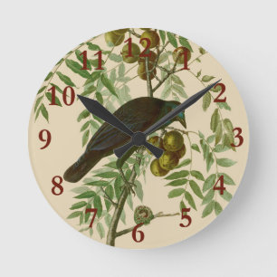 Audubon Amerikanische Krähe Schwarzer Vogel Runde Wanduhr
