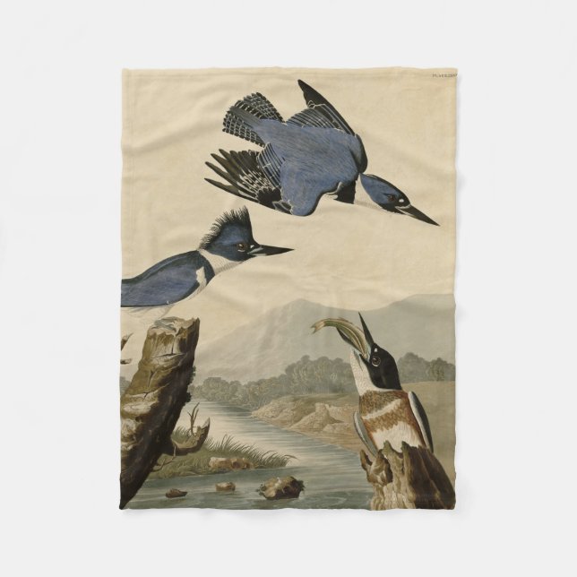 Audubon Belted Kingfisher Wildlife Bird Fleecedecke (Vorderseite)