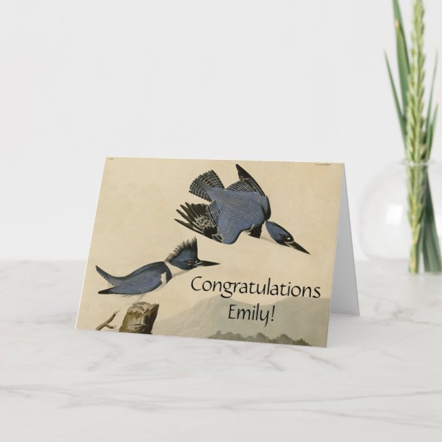 Audubon Belted Kingfisher Wildlife Bird Karte (Vorderseite)