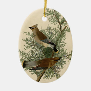 Audubon Cedar Waxwing Bird Keramik Ornament
