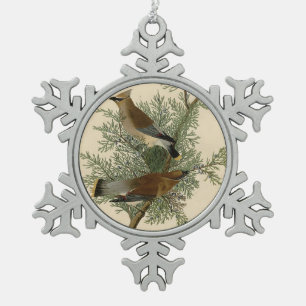 Audubon Cedar Waxwing Bird Schneeflocken Zinn-Ornament