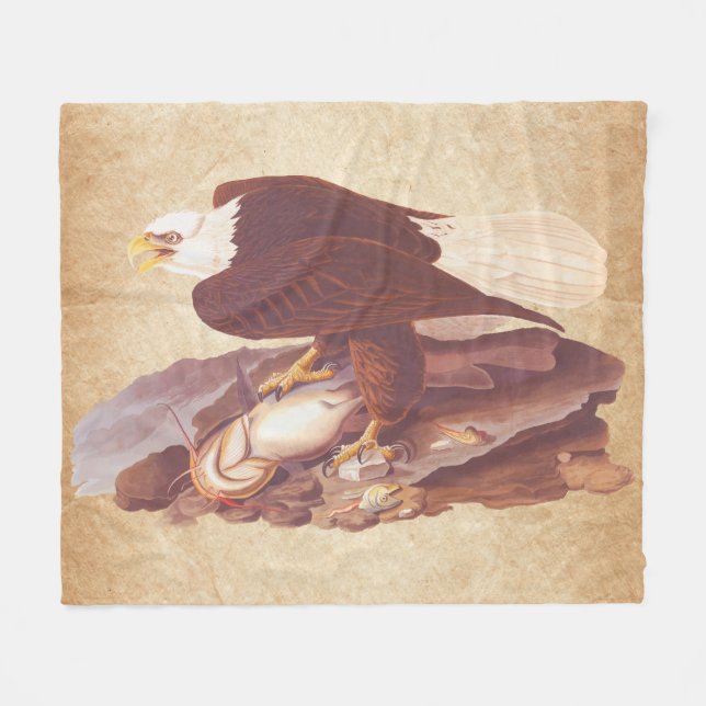 Audubon Classic Bald Eagle mit frischem Fisch Fleecedecke (Vorderseite (Horizontal))