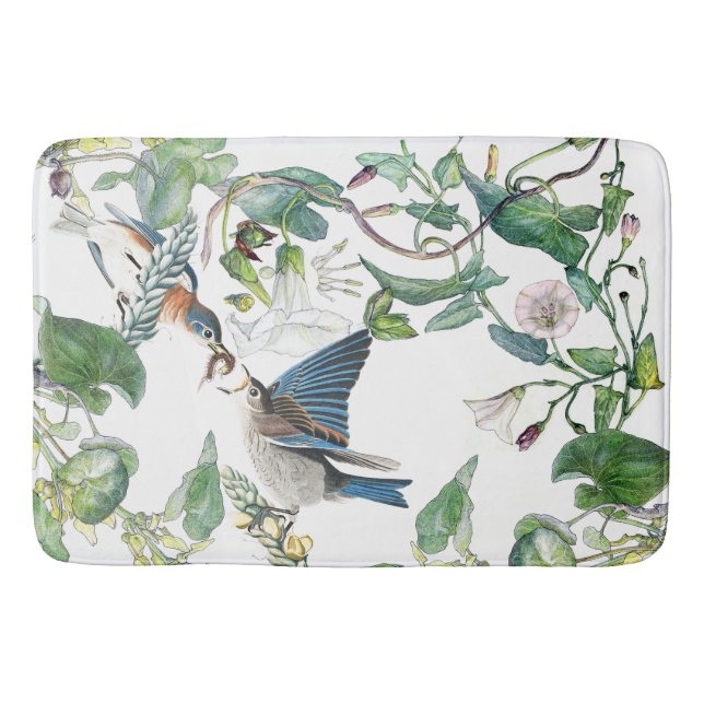 Audubon Drossel-Vogel-Blumen-Bad-Matte Badematte (Vorderseite)