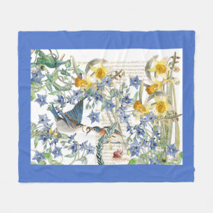 Audubon Drossel-Vogel-Blumen-Fleece-Decke Fleecedecke