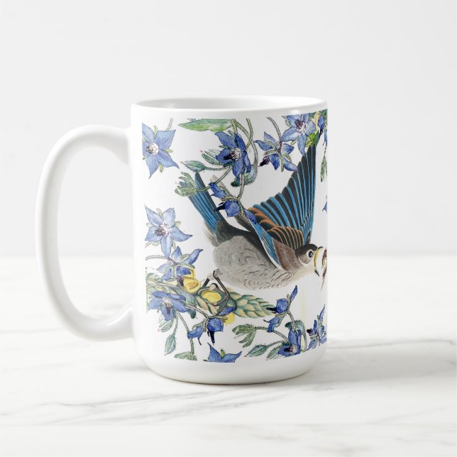 Audubon Drossel-Vogel-Narzissen-Blumen-Tasse Kaffeetasse (Links)