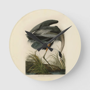 Audubon Graureiher-Sumpfvogel Runde Wanduhr