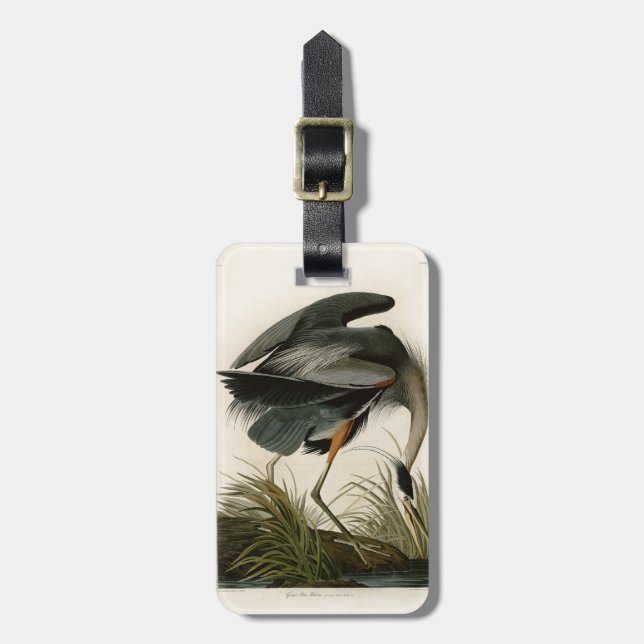 Audubon Great Blue Heron Marsh Bird Gepäckanhänger (Vorderseite vertikal)