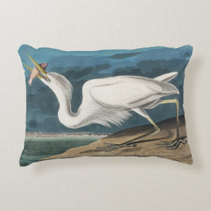 Audubon Großer Weißer Reiher: Vintage Küsten Vogel Dekokissen