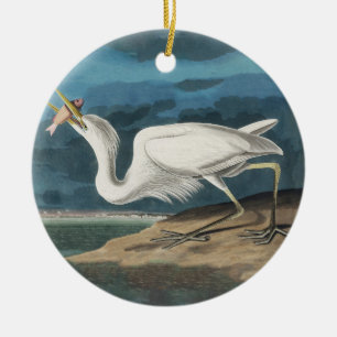 Audubon Großer Weißer Reiher: Vintage Küsten Vogel Keramik Ornament