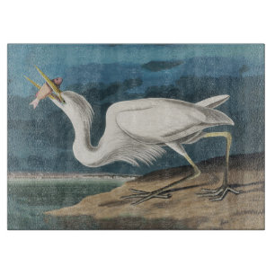 Audubon Großer Weißer Reiher: Vintage Küsten Vogel Schneidebrett