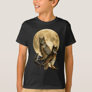 Audubon großes gehörnte Eulen-Mond-Shirt Hallowe T-Shirt