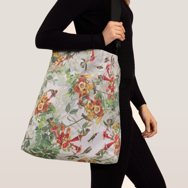 Audubon Hummingbird Birds Wildlife Floral Tote Bag Tragetaschen Mit Langen Trägern (Von Nahem)