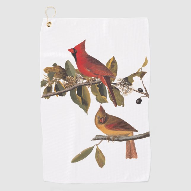 Audubon Kardinal Pair in Wild-Almond-Tree Golfhandtuch (Vorderseite)