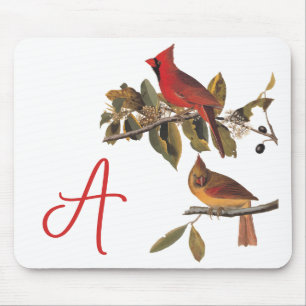 Audubon Kardinal Pair in Wild-Almond-Tree Mousepad