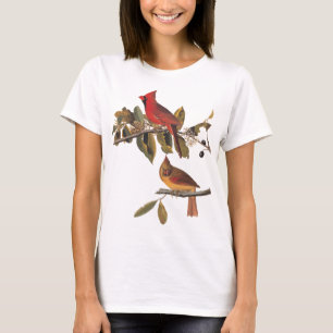 Audubon Kardinal Pair in Wild-Almond-Tree T-Shirt