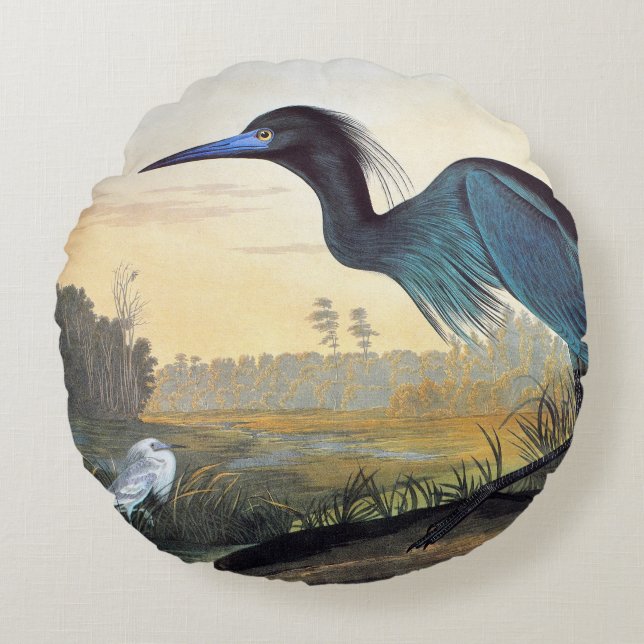 Audubon: Kleines Blau-Reiher Rundes Kissen (Vorderseite)