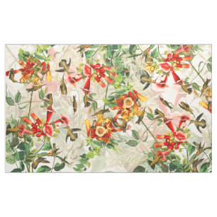 Audubon Kolibri-Vogel-Tier-Blumengewebe Stoff
