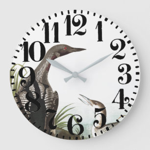 Audubon Loon-Vogel-Tier-Tier-Wanduhr Große Wanduhr