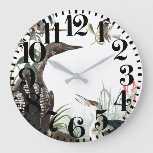 Audubon Loons-Vogel-große Zahl-Wanduhr Große Wanduhr