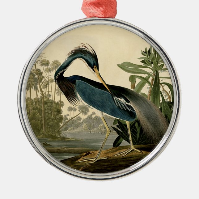 Audubon Louisiana Heron Birds America Art Silbernes Ornament (Vorne)
