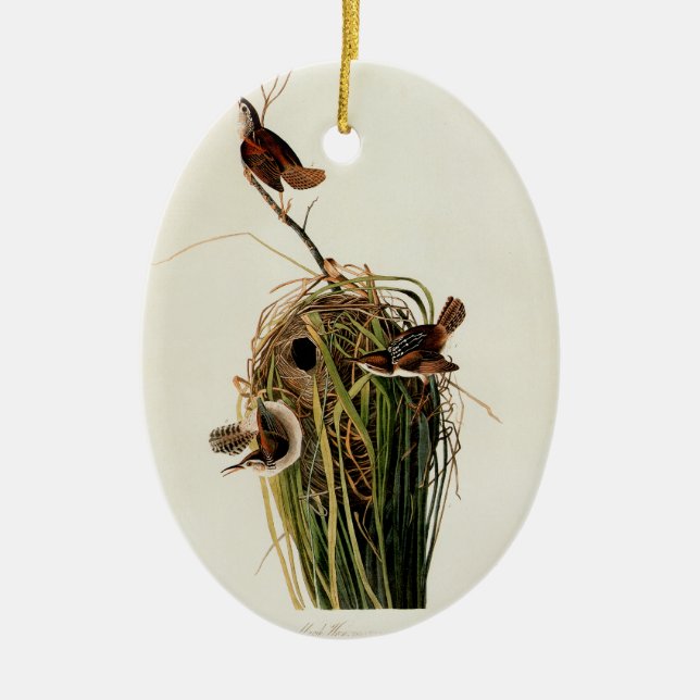 Audubon Marsh Wren Bird Art Keramikornament (Vorne)