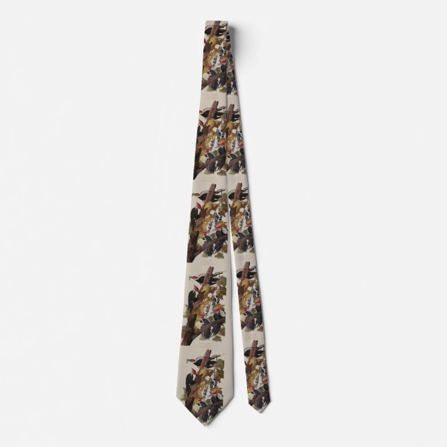 Audubon Pileated Woodpecker Bird Malerei Krawatte (Vorderseite)