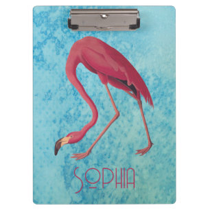Audubon Pink Flamingo auf Blue Watercolor Klemmbrett