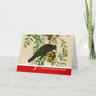 Audubon Purple Grackle Vogel Druck Vintage Botanik Feiertagskarte