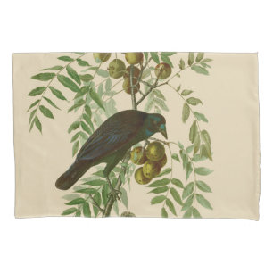 Audubon Purple Grackle Vogel Druck Vintage Botanik Kissenbezug