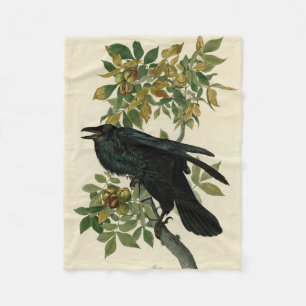Audubon Raven Bird Classic Artwork Fleecedecke