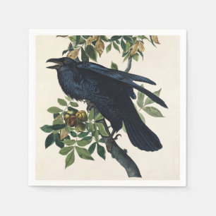 Audubon Raven Bird Klassische Malerei Serviette