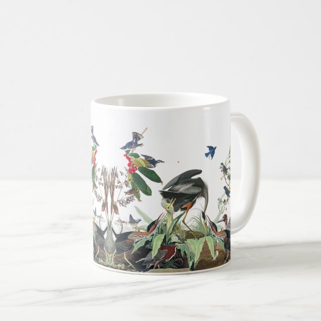 Audubon Reiher-Vogel-Collagen-Tier-Tier-Tasse Tasse (VorderseiteRechts)
