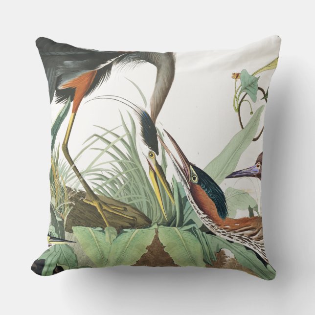 Audubon Reiher-Vogel-Tier-TierWurfs-Kissen Kissen (Vorderseite)