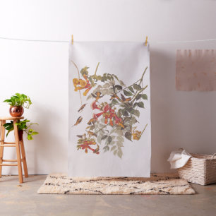 Audubon-Ruby-Throated Hummingbirds mit Blume Stoff