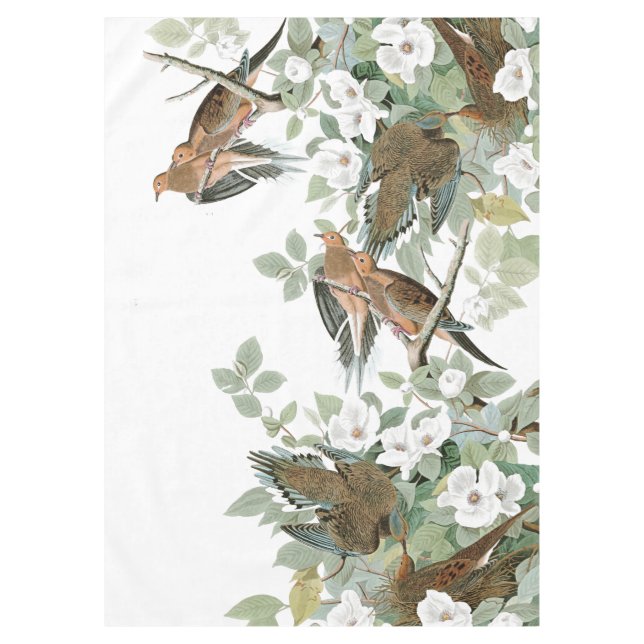Audubon Schildkröte-Tauben-Vogel-Blumen-Tischdecke Tischdecke (Vorderseite)