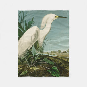 Audubon Snowy Heron White Egret Bird Vogelbeobacht Fleecedecke