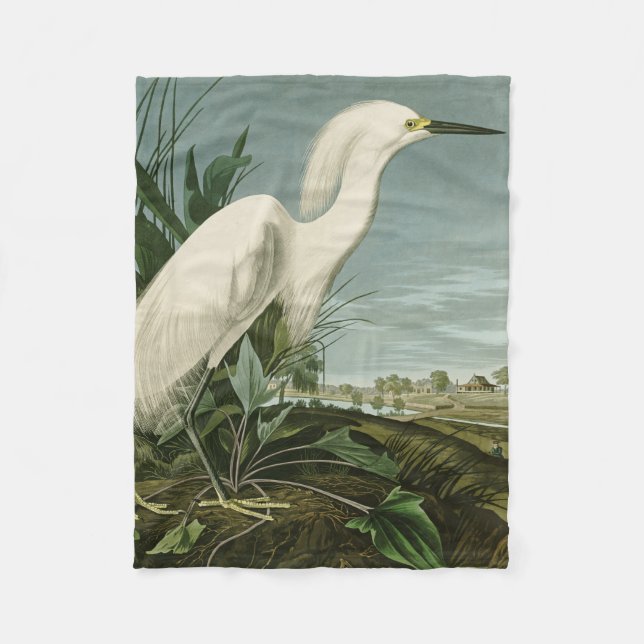 Audubon Snowy Heron White Egret Bird Vogelbeobacht Fleecedecke (Vorderseite)