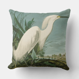 Audubon Snowy Heron White Egret Bird Vogelbeobacht Kissen