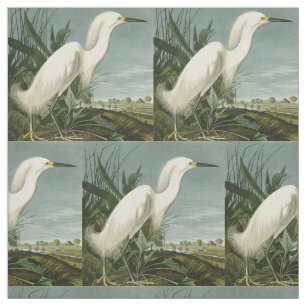 Audubon Snowy Heron White Egret Bird Vogelbeobacht Stoff